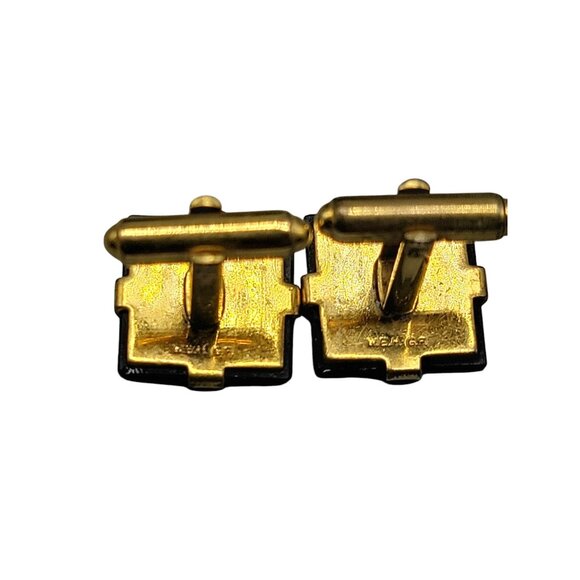 WEH 12Kgf Tigers Eye Onyx Cufflinks Vintage Checkboard Designs Mens Accessories - Picture 9 of 9
